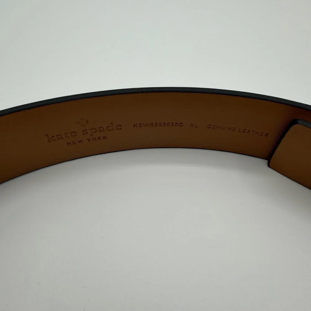 NEW Kate Spade New York Womens Leather Belt Cream Gold Buckle XL KSWB553038C